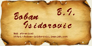 Boban Isidorović vizit kartica